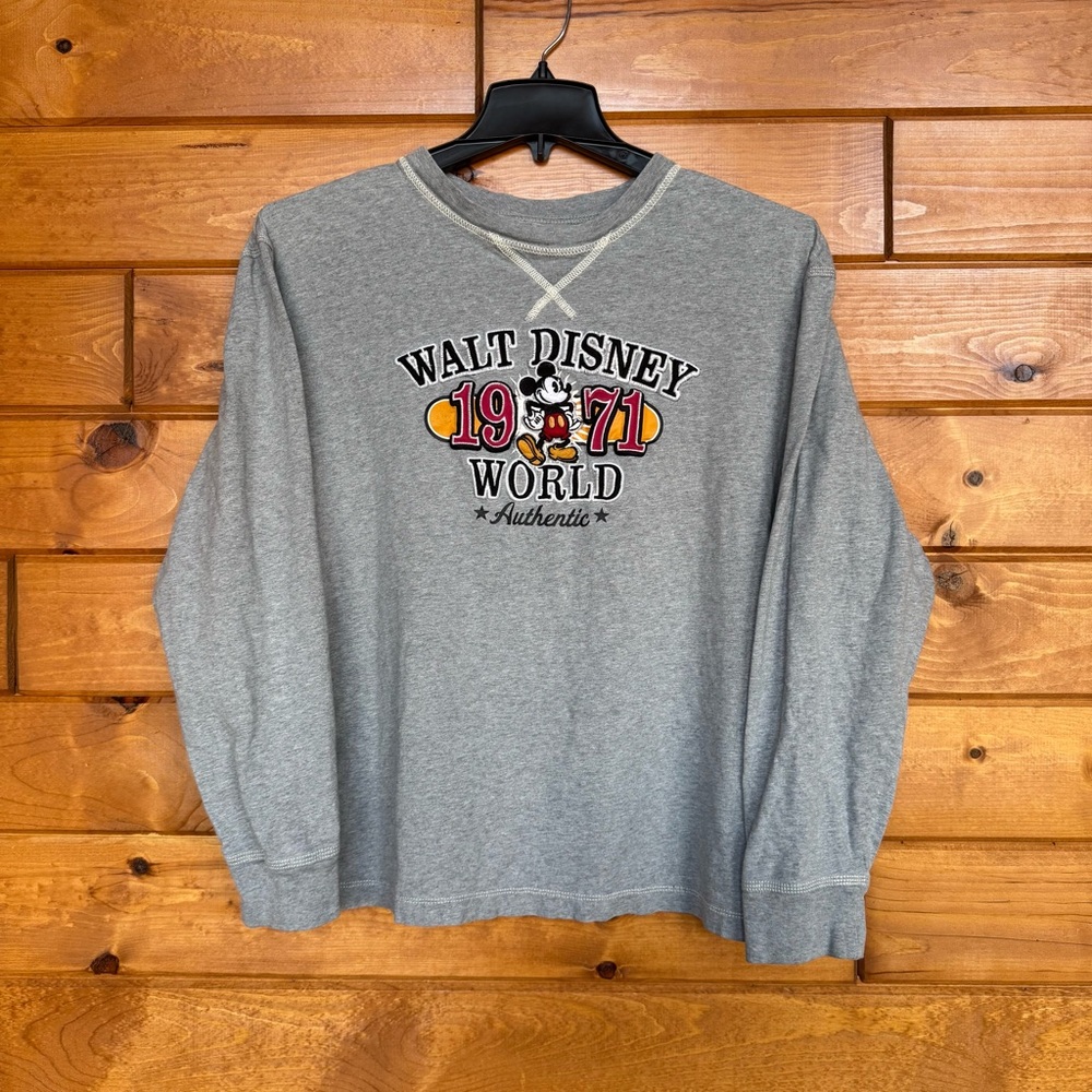 Walt Disney World Retro Gray Long Sleeve Tee with Embroidered Design